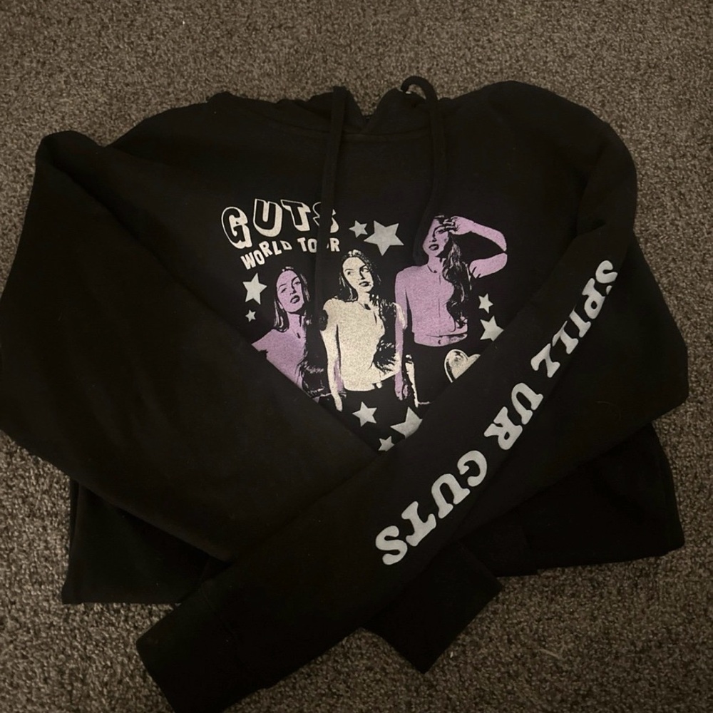 Olivia Rodrigo Guts Tour Black Hoodie with Purple Graphic